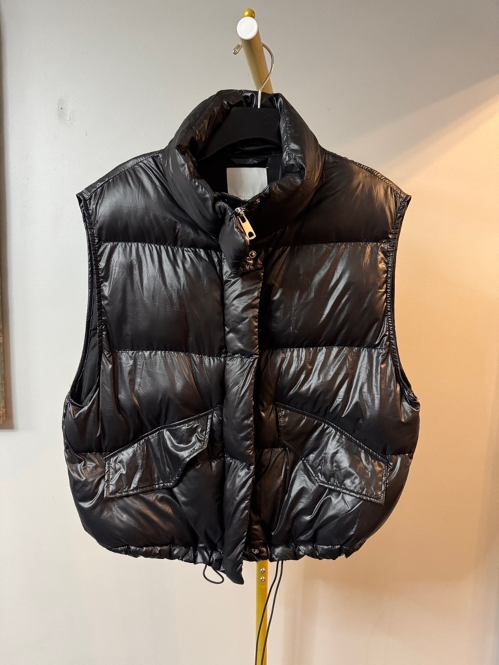 H&M Black Shiny Puffer Vest Small